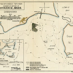 Hyannis Hafen Baggerkarte 1893 (Quadrat) - Seekarte