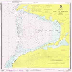 Puerto Rico Karte - Boqueron Bay Historische Karte 1976 - Seekarte Druck