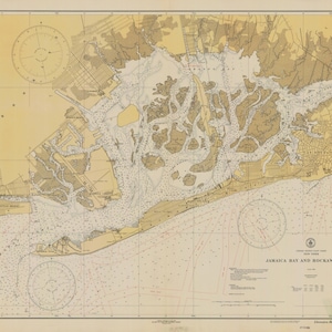 Jamaica Bay Map & Rockaway Inlet New York - 1933 Carta Storica - Stampa Carta Nautica