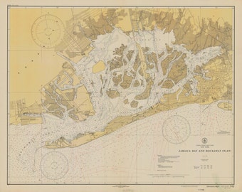 Jamaica Bay Map & Rockaway Inlet New York - 1933 Historical Chart - Nautical Chart Print