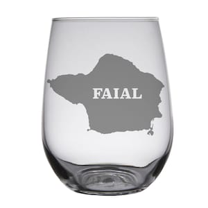 Faial (Fayal) Island Map - Portugal - Engraved Glasses