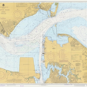 Hampton Roads Karte - 1983 - Seekarte Print