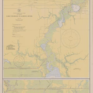 Mapa de Lake Charles a Sabine River - 1941 - Impresión de cartas náuticas