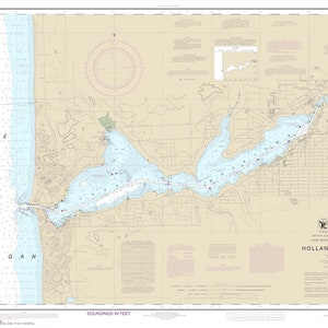 Carte du lac Michigan - Holland Harbor & Lake Macatawa 2015 - Carte nautique Imprimer