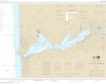 Lake Michigan map - Holland Harbor & Lake Macatawa 2015 - Nautical Chart Print