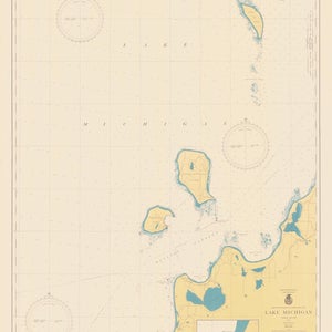 Lake Michigan Karte - Platte Bay to Leland - Chart 705 - 1944 - Seekarte Druck
