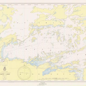 Mapa de Rainy Lake - International Falls to Dryweed Island - Boundary Waters - 1952 - Impresión de carta náutica