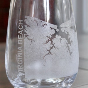 Verres gravés carte de Virginia Beach