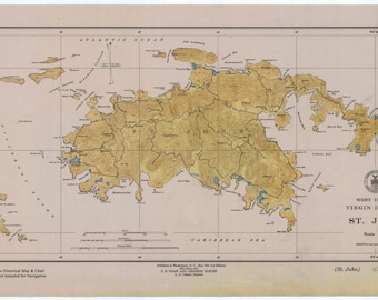 St. John Kaart (USVI) 1948 - Nautical Chart Print