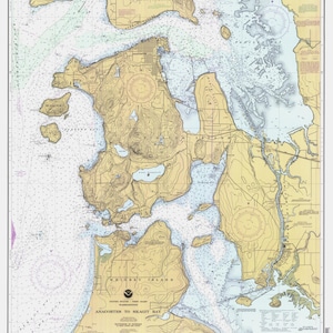 Mappa da Anacortes a Skagit Bay - 1992 - Stampa Carta Nautica