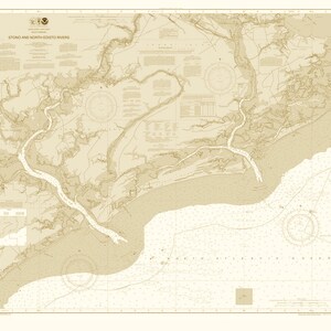 Stono River & North Edisto River - South Carolina Nautical Map 2010 (Sepia) - Nautical Chart Print