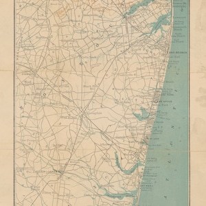Carte de la côte du New Jersey (comtés de Monmouth et d'Ocean) - Impression de carte marine
