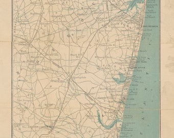 Jersey Shore Map (Monmouth & Ocean Counties) - Nautical Chart Print
