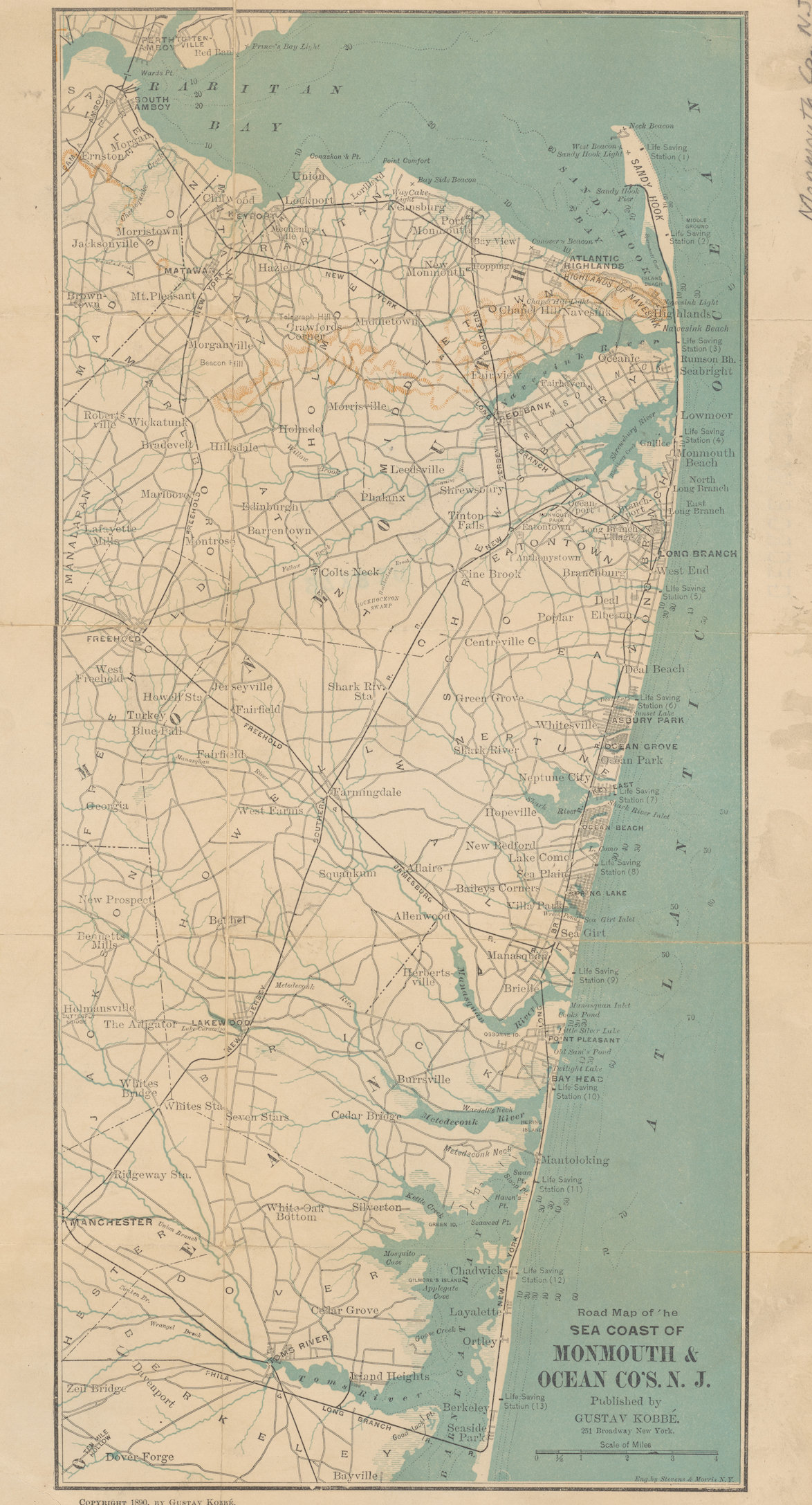 Jersey Shore Map monmouth & Ocean Counties Nautical Chart - Etsy Ireland