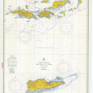 St. John Map USVI Historical Chart 1934 wholesale listing Nautical Chart Print image 3