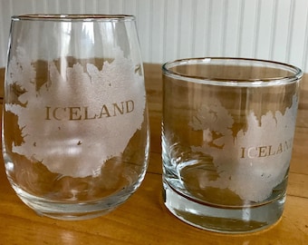 Iceland Map - Laser Engraved Glasses - Unique Gift