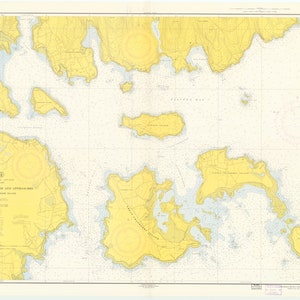 Mapa y aproximaciones del puerto del suroeste - 1956 - Impresión de la carta náutica