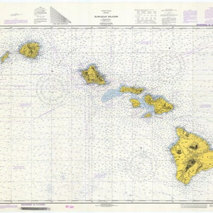 Hawaiian Islands Map - 1974 - Nautical Chart Print