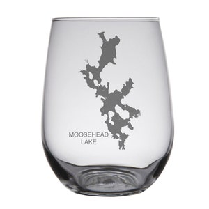 Moosehead Lake Maine Map Engraved Glasses