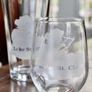 Lake St. Clair Map Laser Engraved Glasses