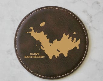St Barthelemy-onderzetterset (sets van leisteen en kunstleer)