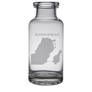 Marblehead Mapa Jarra de vidrio grabado