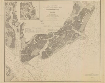 Beaufort River Map - South Carolina Historical Chart 1873 - Nautical Chart Print