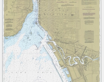 Mappa del porto di Buffalo del 1985 - Carta nautica stampata