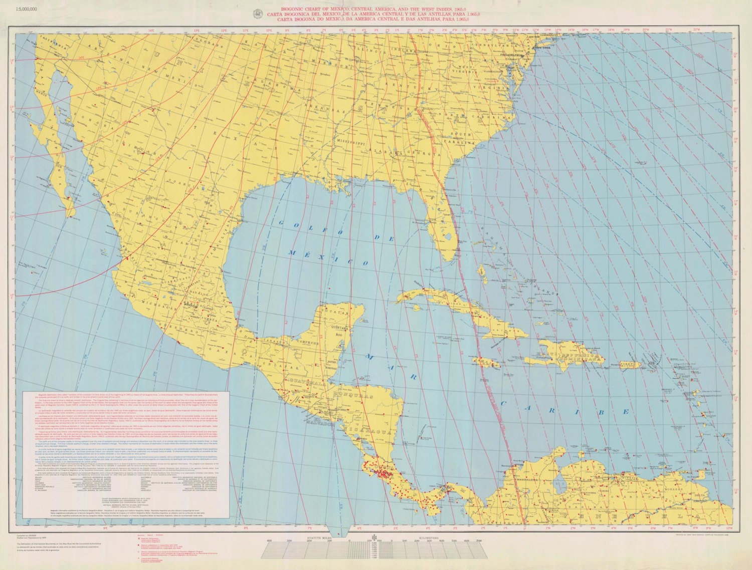 アメリカ合衆国地図 - メキシコ、中央アメリカ、西インド諸島地図 1965
