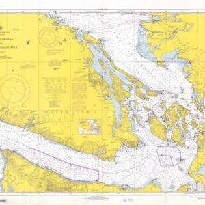 San Juan Islands & Georgia Strait Map - 1968 - Nautical Chart Print