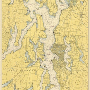 Whidbey Island a Tacoma - Impresión de carta náutica
