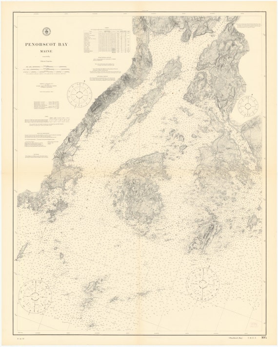 Penobscot Bay Map 1911 Nautical Chart Print - Etsy