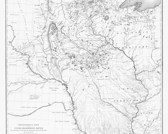 Kaart van de rivier de Mississippi, 1843 - nautische kaart afdrukken