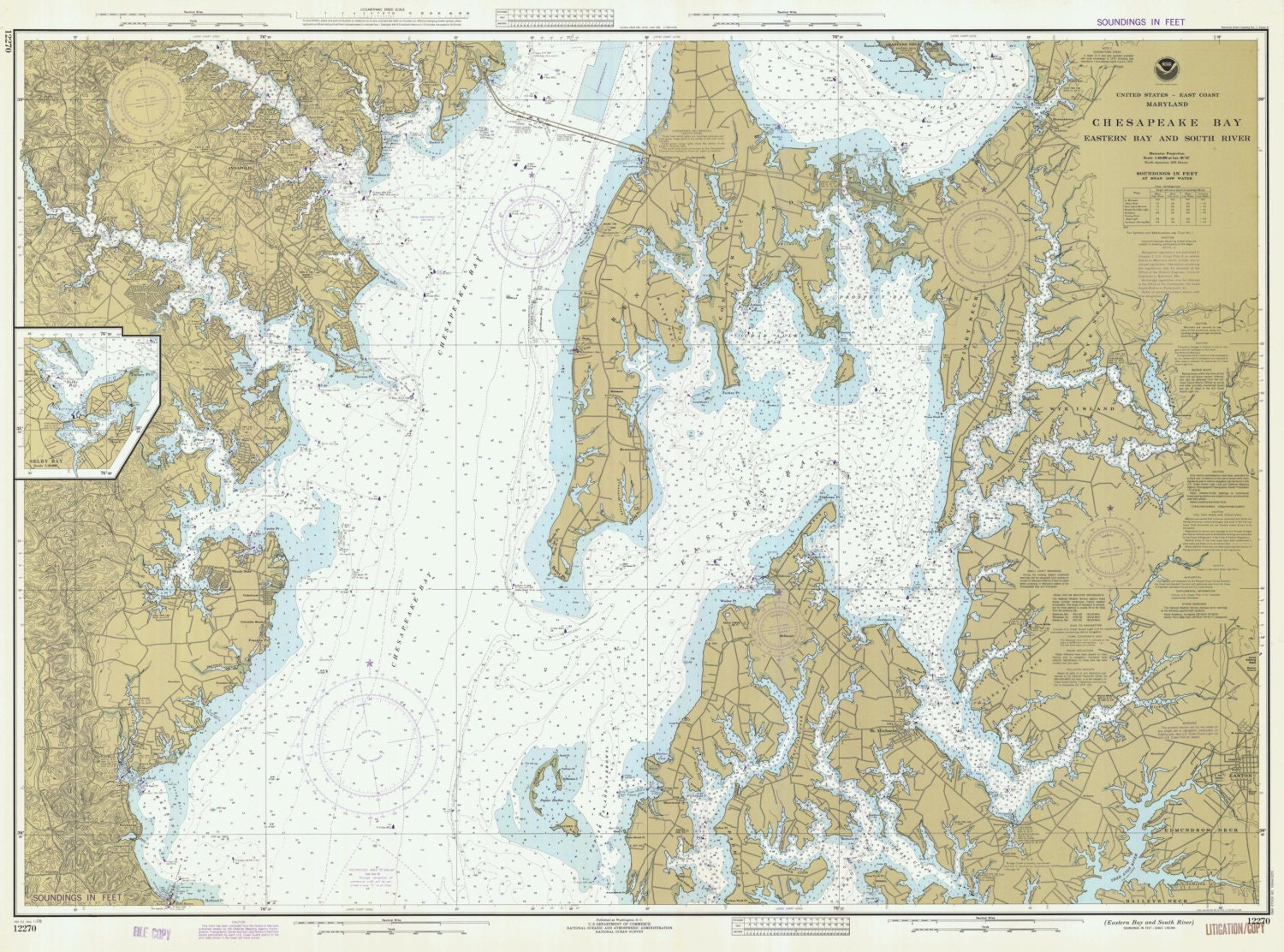Chesapeake Bay Map - Eastern Bay & South River Map 1978 - Nautical Chart Print