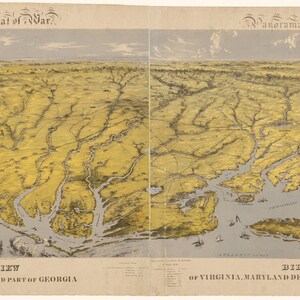 Landkarte von North Carolina, South Carolina und Teilen von Georgia aus der Vogelperspektive