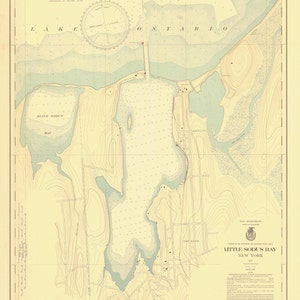Little Sodus Bay Map - Lake Ontario Historische Karte 1937 - Seekarte Druck