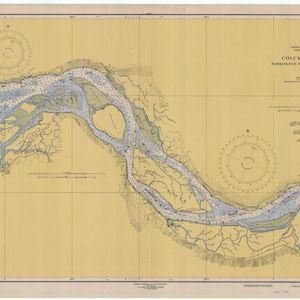 Mapa do Rio Columbia - Barrington Point até Crims Island - 1948 - Impressão de carta náutica
