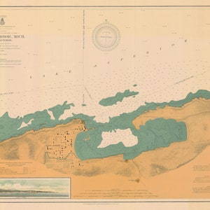 Eagle Harbor, MI - See Superior Karte - 1907 - Seekarte Druck