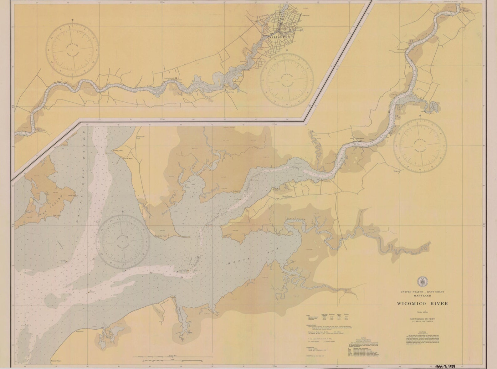 River Map 1934 Nautical Chart Print Etsy