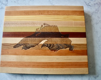 Lake Superior Map - Laser Engraved Wooden Serving Board & Bar Board
