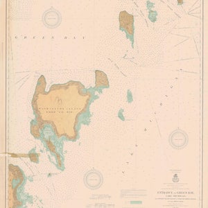 Mapa del lago Michigan - Entrada a Green Bay - 1908 - Impresión de cartas náuticas