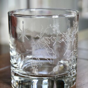 Buzzards Bay Map - Laser Engraved Glasses - Coastal Gift