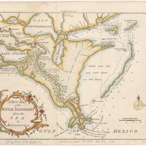 Carte du delta de la Nouvelle-Orléans et du Mississippi - Carte nautique Imprimer
