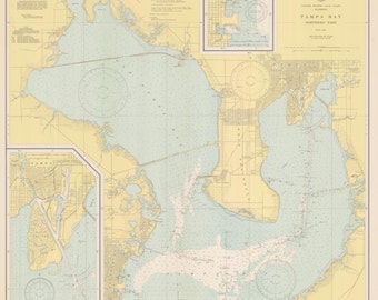 Tampa Bay Map - Northern Part - Map 1943 - Nautical Chart Print
