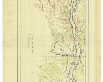 May include: A vintage map of The Columbia River Gorge, showing the river winding through the mountains. The map is labelled "Airway Map No. 137-A" and "The Columbia River Gorge". It was compiled and printed for the Aeronautics Branch of the Department of Commerce by the Coast and Geodetic Survey in December 1930.