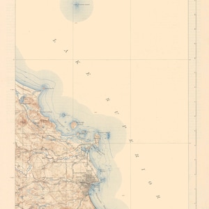 Marquette Topografische Kaart 1907 - Nautical Chart Print