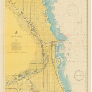 Mapa histórico del puerto de Chicago 1950 - Impresión de cartas náuticas