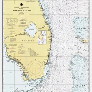 Carte de Cap Canaveral à Key West - 1990 - Impression de carte marine