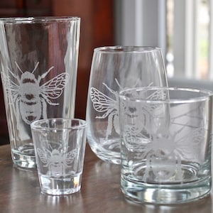 Bee Engraved Glasses