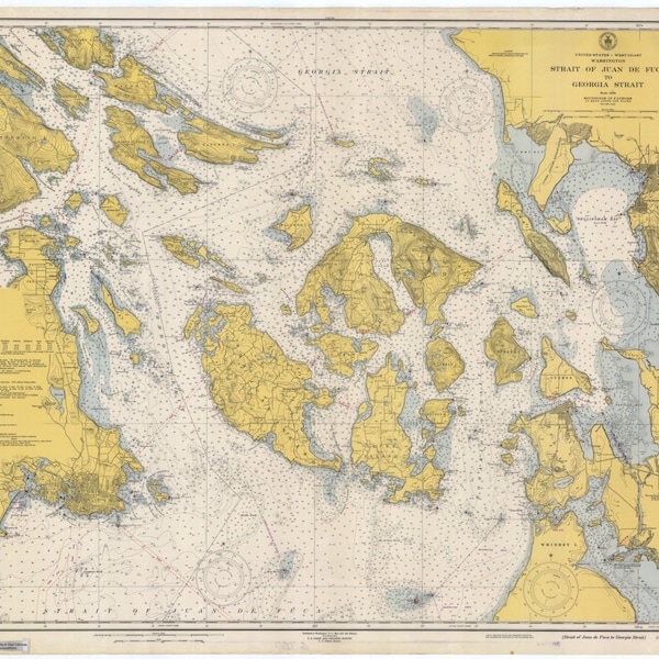 Straight of Juan de Fuca Map - 1948 - Nautical Chart Print